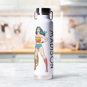 Wonder Woman Standing   Add Your Name Water Bottle