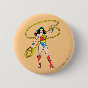 Wonder Woman Standing with Lasso Pinback Button