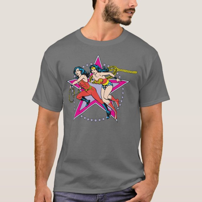 Wonder Woman Star Background T-Shirt (Front)