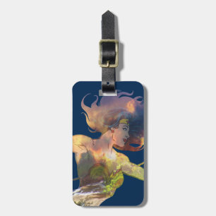 Wonder Woman Sunset Waterfall Silhouette Luggage Tag