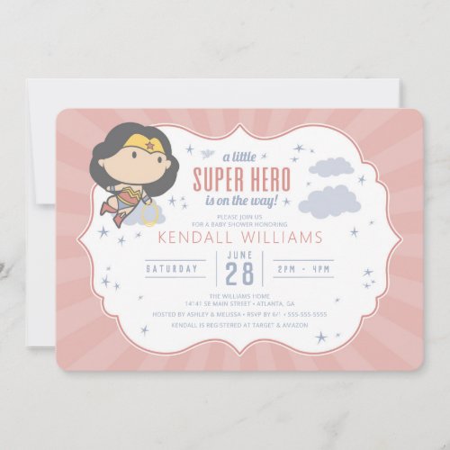 Wonder Woman  Super Hero Baby Shower Invitation