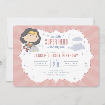 Wonder Woman | Super Hero First Birthday Invitation by wonderwoman at Zazzle