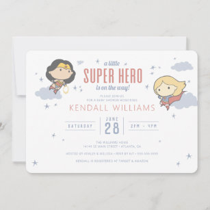 8 Cartes d'invitation avec enveloppes Wonder Woman™ 10x16cm
