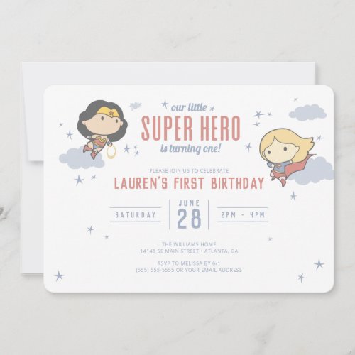 Wonder Woman  Supergirl  Super Hero Birthday Invitation