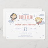 Wonder Woman & Supergirl | Super Hero Birthday Invitation (Front/Back)