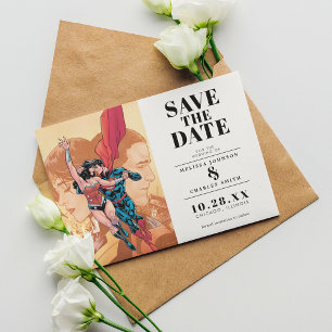 Wonder Woman & Superman Save the Date Invitation
