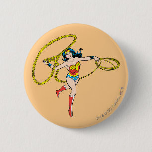 Wonder Woman Swinging Lasso Pinback Button