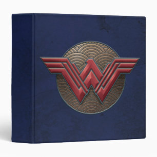 Wonder Woman Symbol Over Concentric Circles 3 Ring Binder