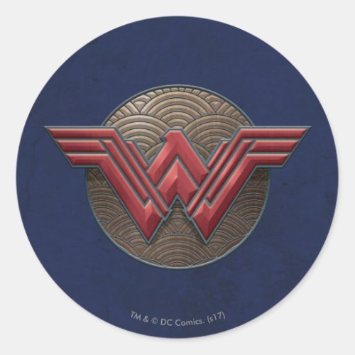 Wonder Woman Symbol Over Concentric Circles Classic Round Sticker