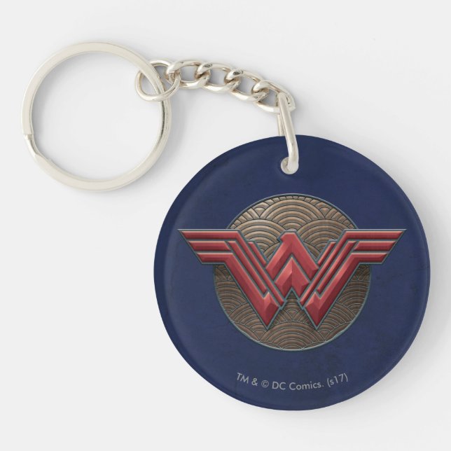 Wonder Woman Symbol Over Concentric Circles Keychain (Front)