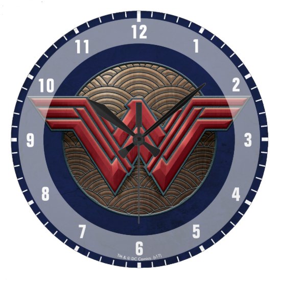 Wonder Woman Symbol Over Concentric Circles Large Clock