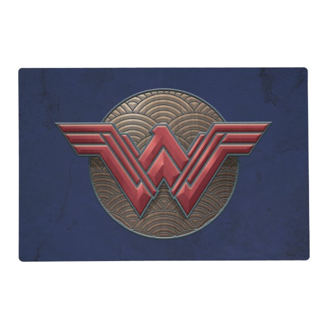 Wonder Woman Symbol Over Concentric Circles Placemat (Front)