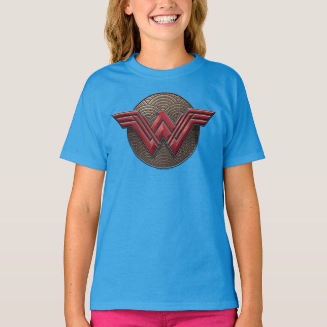 Wonder Woman Symbol Over Concentric Circles T-Shirt (Front)