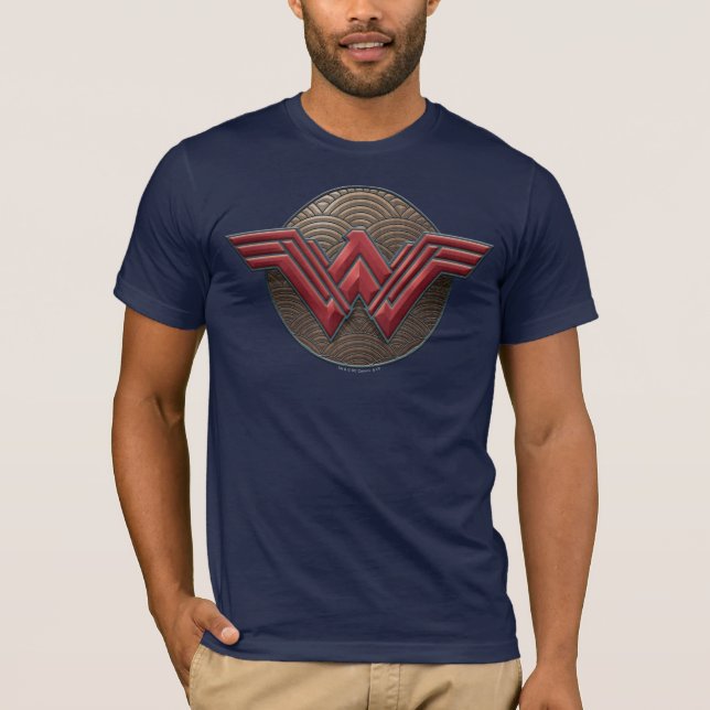 Wonder Woman Symbol Over Concentric Circles T-Shirt (Front)