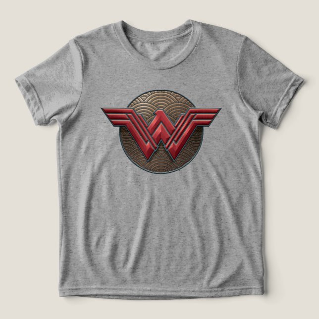 Wonder Woman Symbol Over Concentric Circles Tri-Blend Shirt (Design Front)