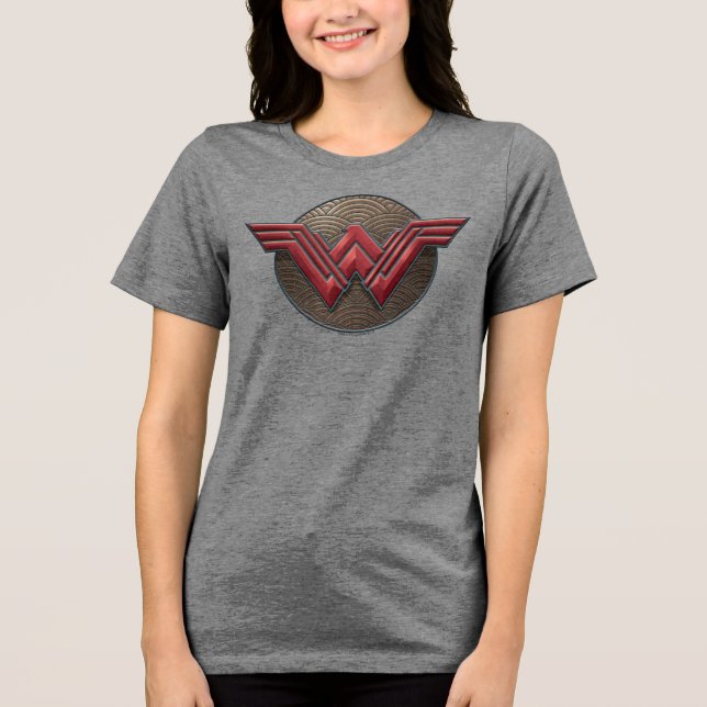 Wonder Woman Symbol Over Concentric Circles Tri-Blend Shirt (Front)