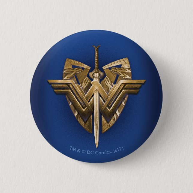 Wonder Woman Symbol With Sword of Justice Pinback Button (Front)