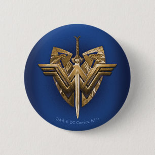 Wonder Woman Symbol With Sword of Justice Pinback Button