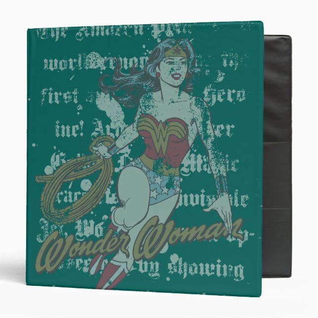 Wonder Woman Text Background 3 Ring Binder (Front/Inside)