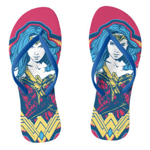 Wonder Woman Tri-Color Graphic Flip Flops