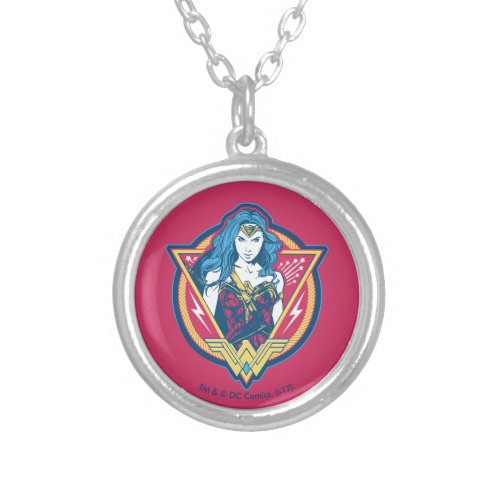 Wonder Woman Tri_Color Graphic Silver Plated Necklace