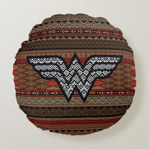 Wonder Woman Tribal Pattern Round Pillow