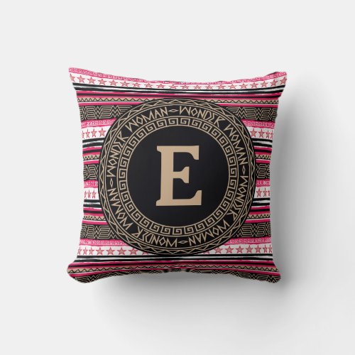 Wonder Woman Tribal Pattern Throw Pillow