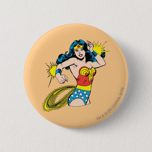 Wonder Woman Twist with Glowing Cuffs Pinback Button (Front)