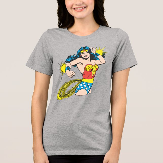 Wonder Woman Twist with Glowing Cuffs Tri-Blend Shirt (Front)