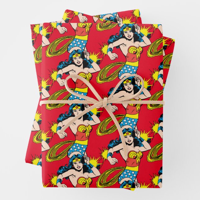 Wonder Woman Twist with Glowing Cuffs Wrapping Paper Sheets (In situ)