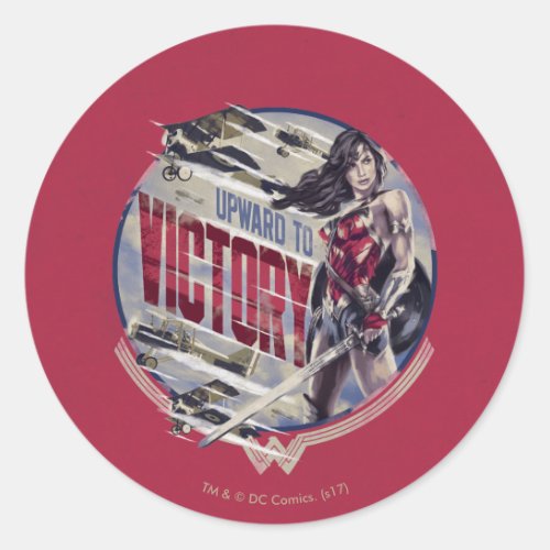 Wonder Woman Upward To Victory Classic Round Sticker