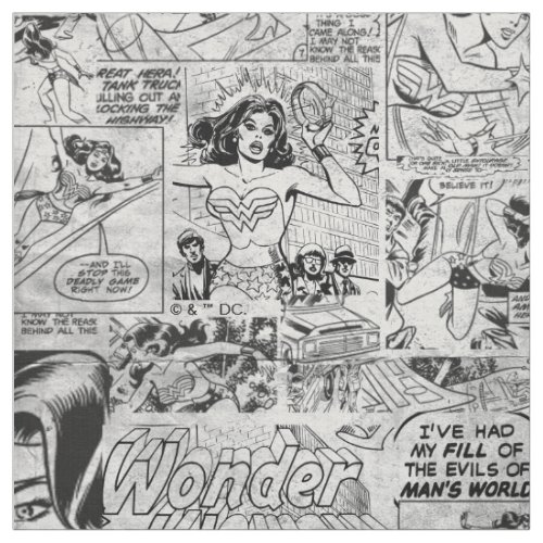 Wonder Woman Vintage Comic Pattern Fabric
