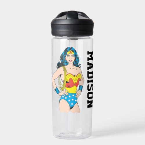 Wonder Woman  Vintage Pose with L  Add Your Name Water Bottle