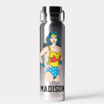 Wonder Woman | Vintage Pose with L | Add Your Name Water Bottle