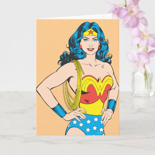 Wonder Woman Vintage Pose with Lasso Card Zazzle