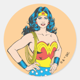 Wonder Woman Vintage Pose with Lasso Classic Round Sticker