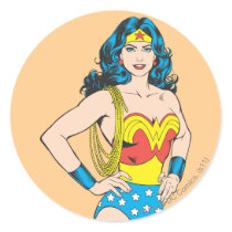 Wonder Woman | Vintage Pose with Lasso Classic Round Sticker