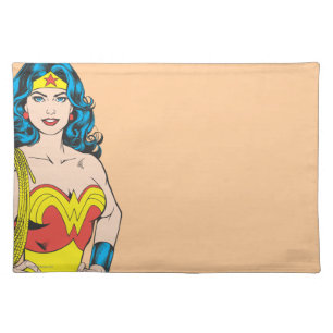 Wonder Woman Vintage Pose with Lasso Cloth Placemat
