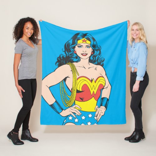 Wonder Woman  Vintage Pose with Lasso Fleece Blanket
