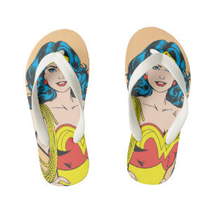 Wonder Woman Vintage Pose with Lasso Kid's Flip Flops