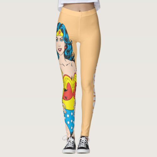 Wonder Woman  Vintage Pose with Lasso Leggings