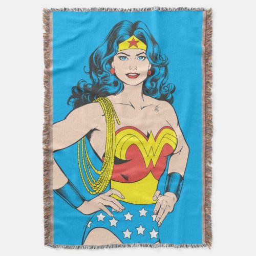 Wonder Woman  Vintage Pose with Lasso Throw Blanket