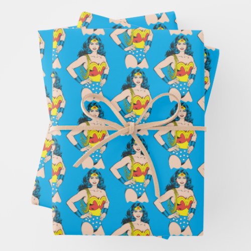 Wonder Woman  Vintage Pose with Lasso Wrapping Paper Sheets