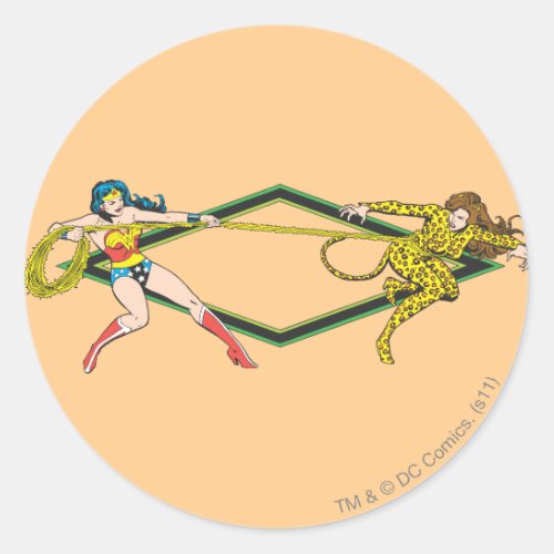 Wonder Woman vs The Cheetah Classic Round Sticker