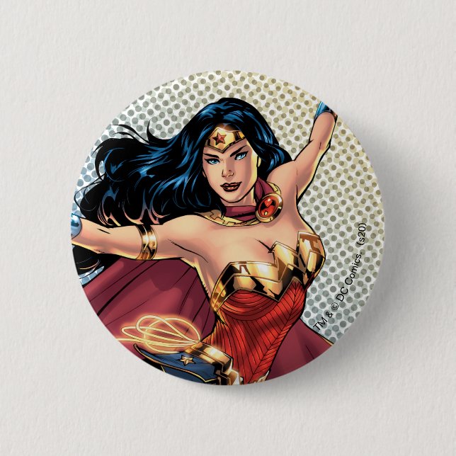 Wonder Woman Wearing Cape Button (Front)