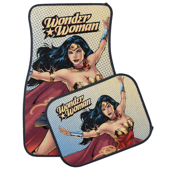 Wonder Woman Wearing Cape Car Floor Mat (Set)