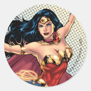 Wonder Woman Wearing Cape Classic Round Sticker