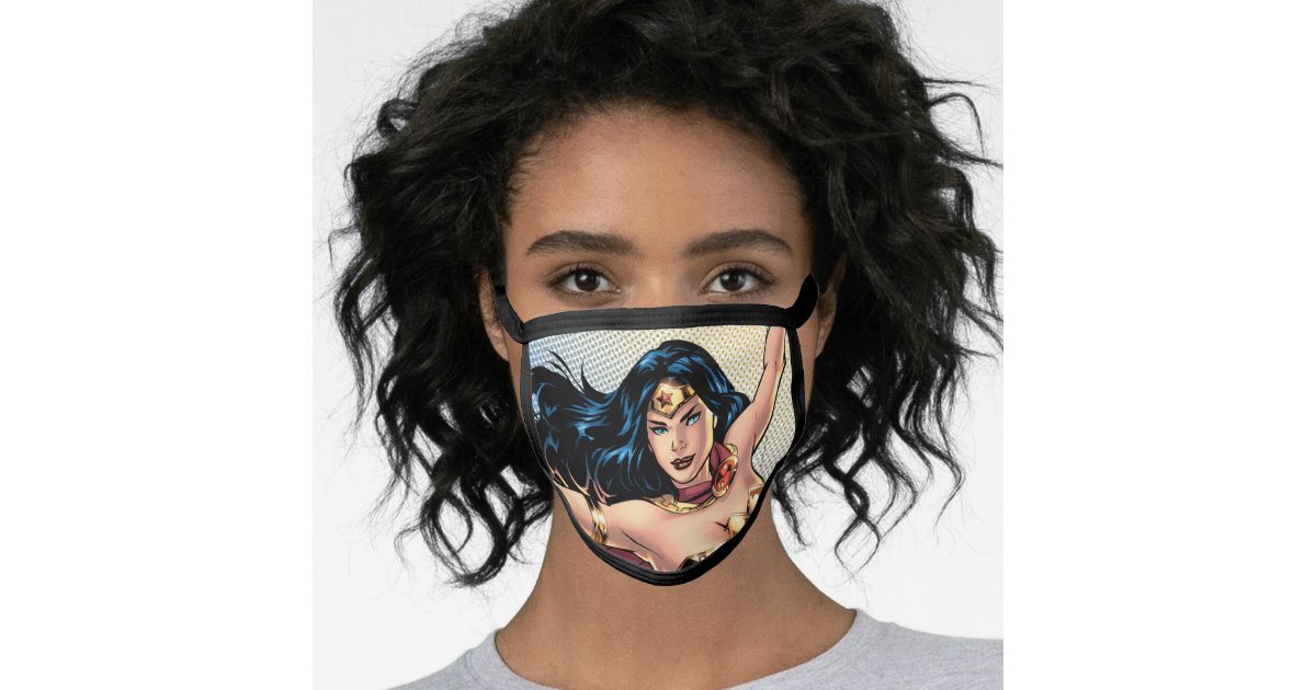 Wonder Woman Wearing Cape Face Mask Zazzle