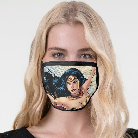Wonder Woman Wearing Cape Face Mask (Worn Her)