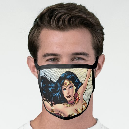 Wonder Woman Wearing Cape Face Mask (Worn Him)